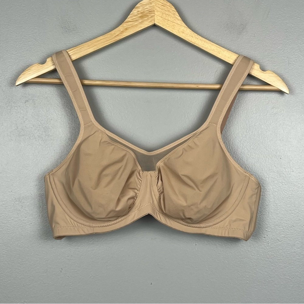 HSIA beige underwire mesh inset soft cup adjustable strap bra, 36B.